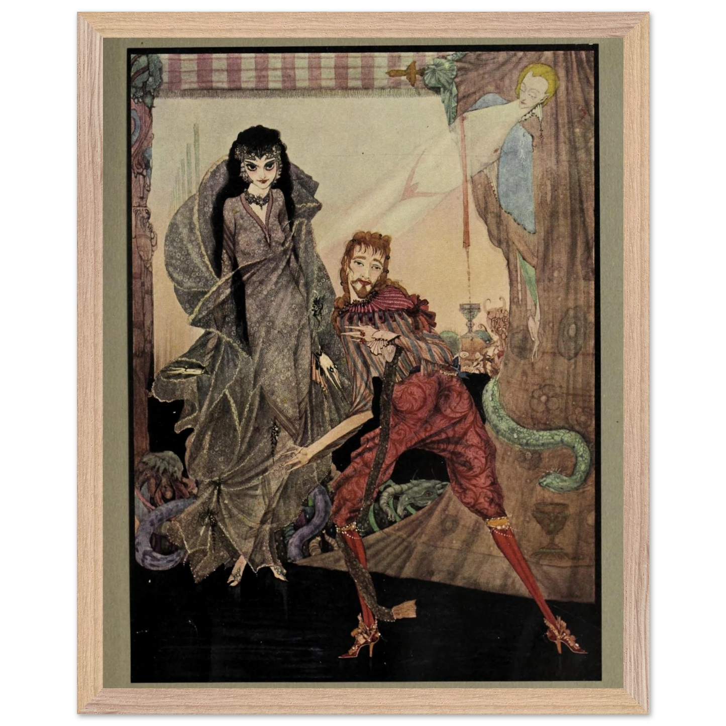 Harry Clarke Art Print – Poe’s Tales of Mystery (1923) – “Slowly Opened Eyes” | Museum-Quality Framed Reproduction – detail view | Buy Irish Art