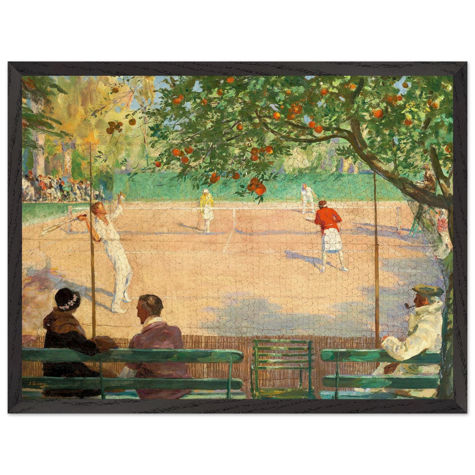 Sir John Lavery print in natural wood frame – warm living room setting