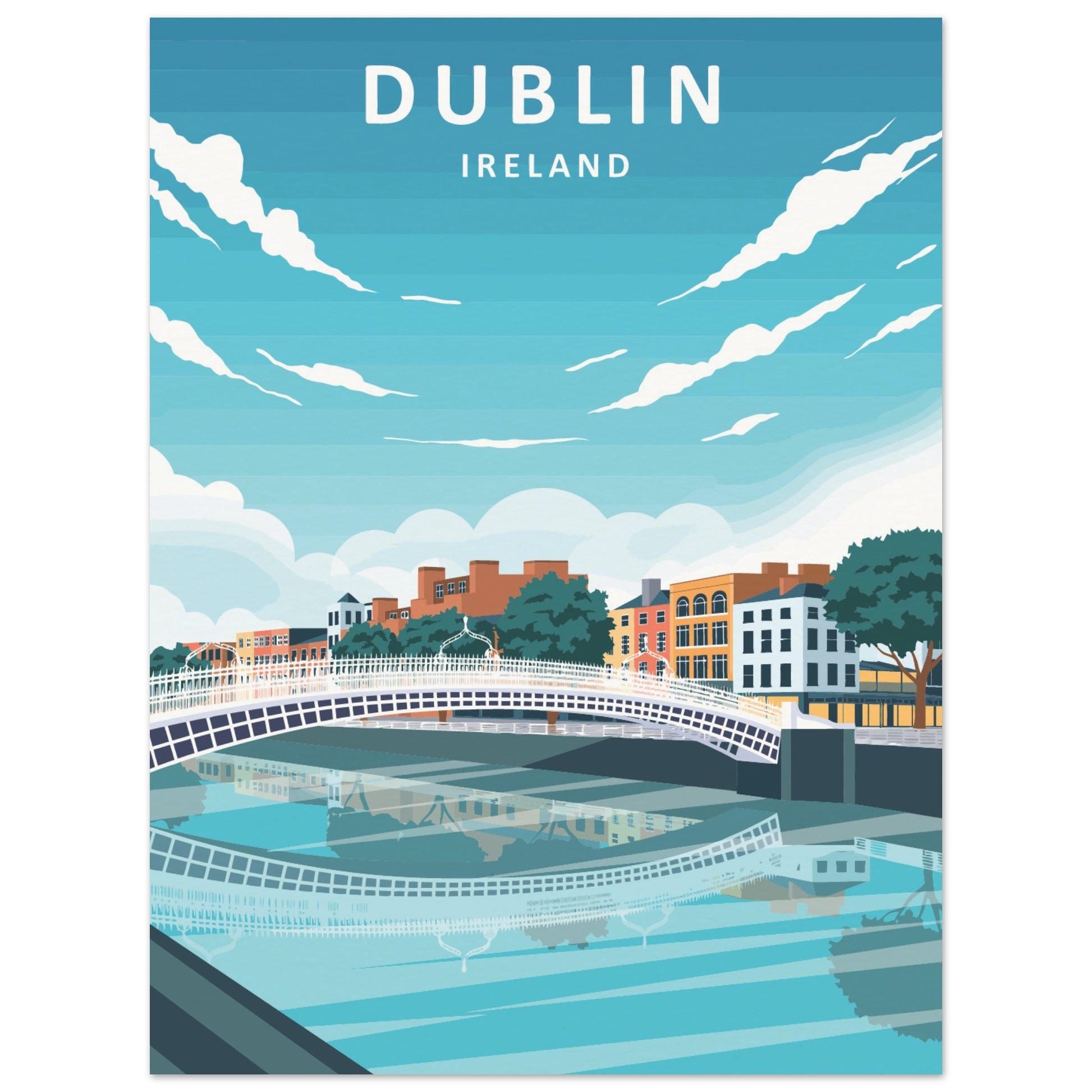 Dublin City Ireland Retro Travel Framed Art Print – view 19 | Buy Irish Art