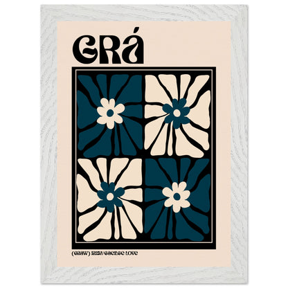 Grá (Love) Irish print — floral typography art in navy and cream