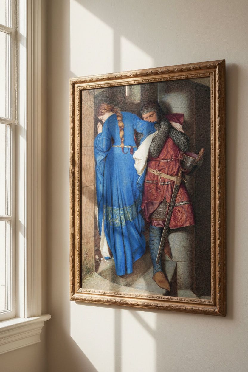 Large-format 60x90 cm of ‘The Meeting on the Turret Stairs’ by Frederic William Burton