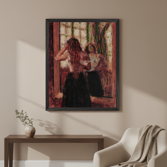 Square full-bleed framed hero mockup of Girl Arranging Her Hair by Roderic O'Conor, no white border or added text