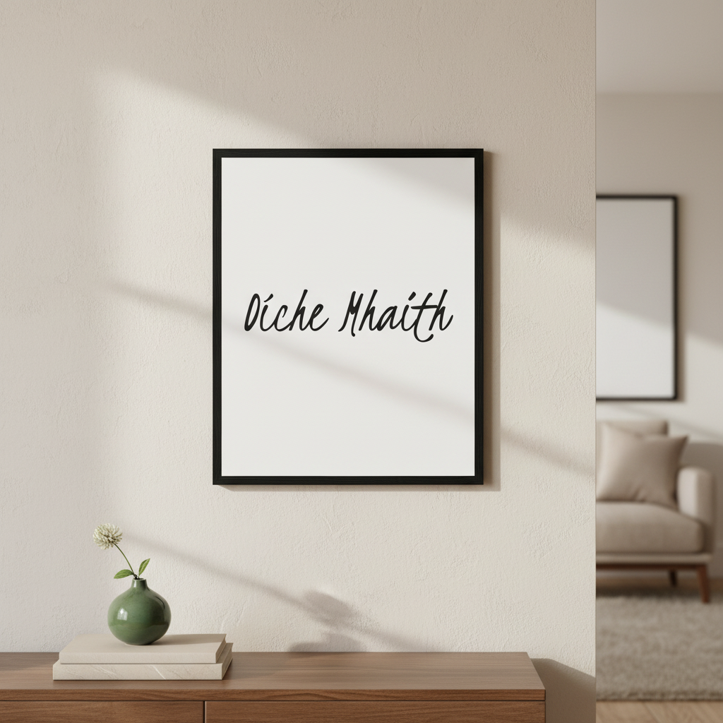 Oíche Mhaith Good Night Irish art print displayed in a bright Irish home interior