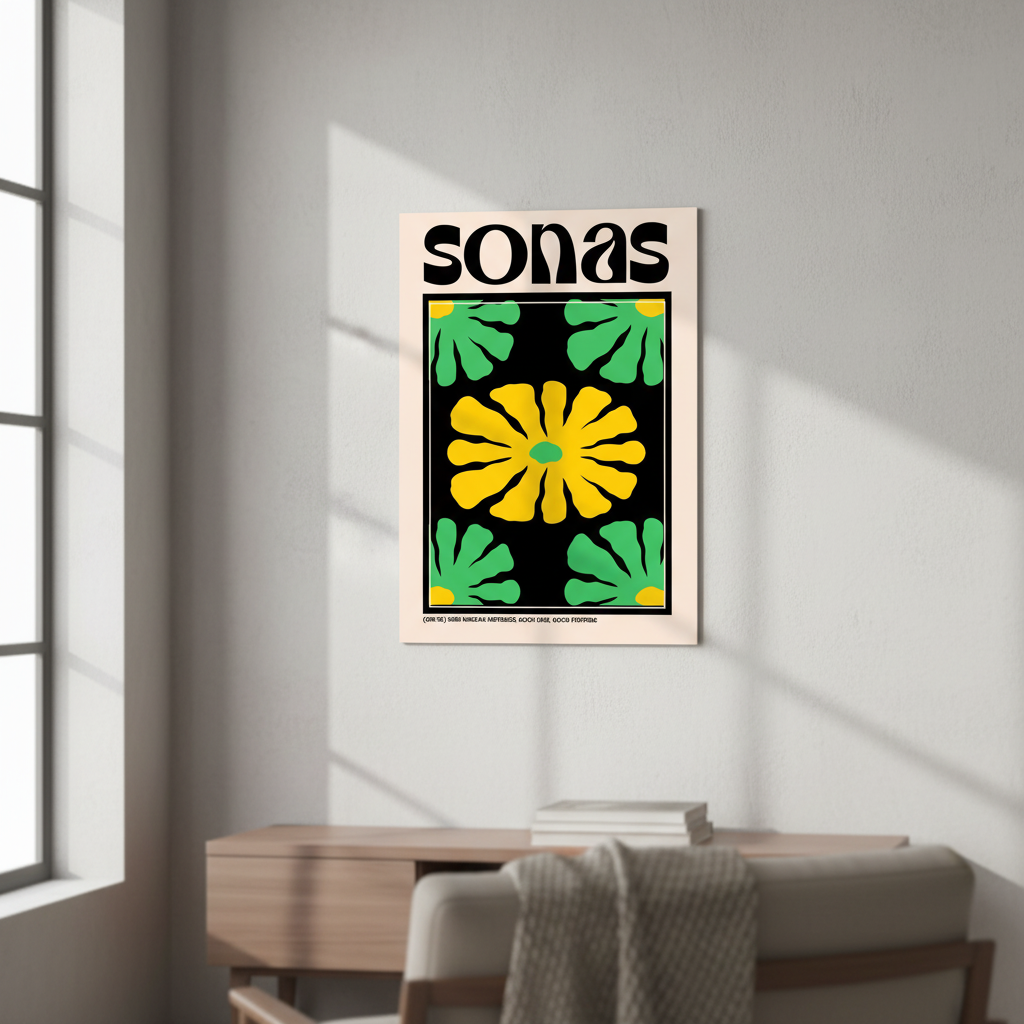 Sonas (Happiness) Irish language art print displayed in a bright Irish home interior