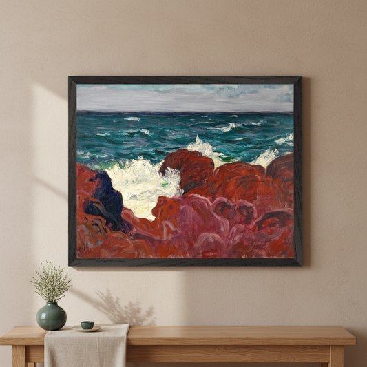 Square framed hero mockup of Red Rocks and Sea by Roderic O'Conor using the selected artwork source