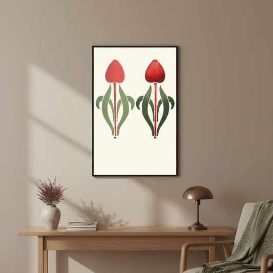 Harmonic Balance of Warm and Cold Colours II by James Ward, with the print occupying 80 percent of the image, displayed in a refined Irish home interior