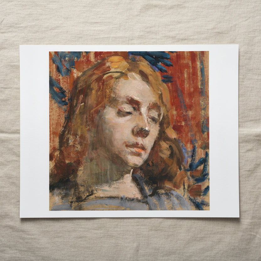 Portrait of Kathleen Behan by Sarah Henrietta Purser, framed Irish portrait art print