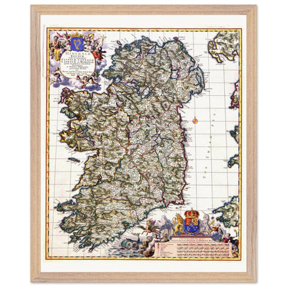 Visscher 1689 Map of Ireland Art Print | Historic Irish Cartography – detail view | Buy Irish Art