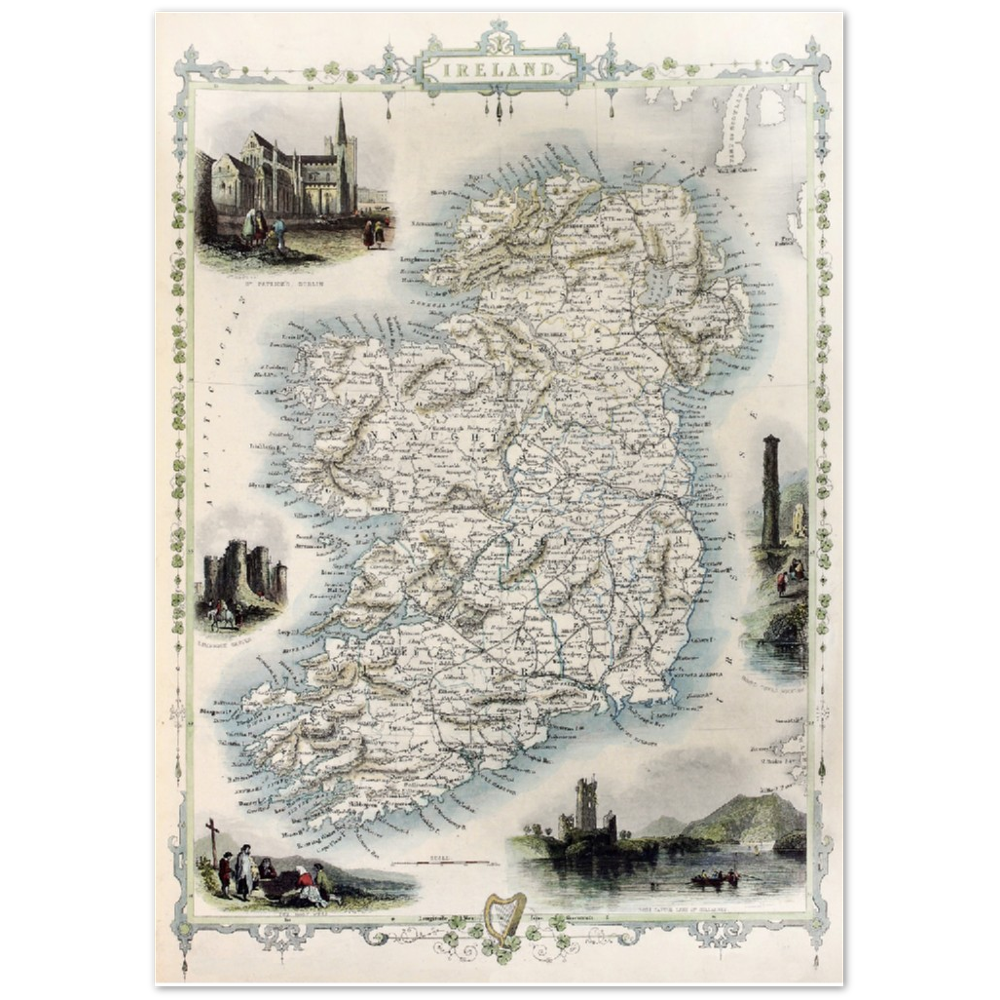 Alte Karte von Irland Vintage Antikdruck