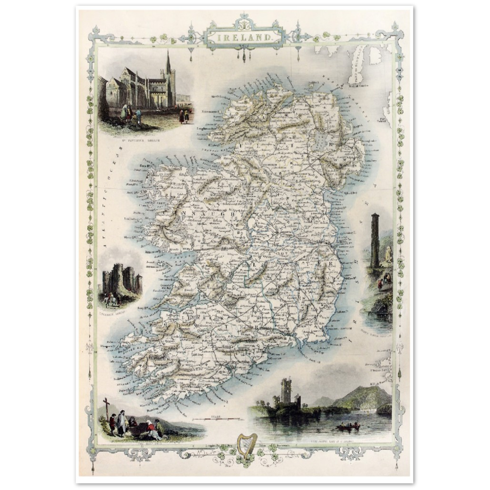 Alte Karte von Irland Vintage Antikdruck