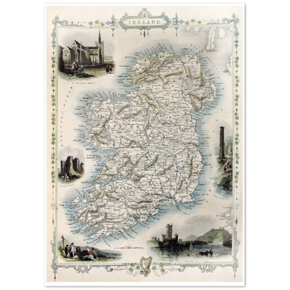 Alte Karte von Irland Vintage Antikdruck