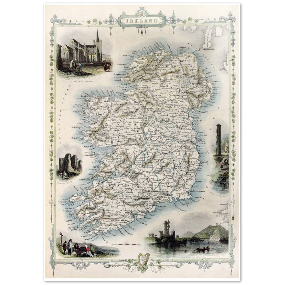 Alte Karte von Irland Vintage Antikdruck