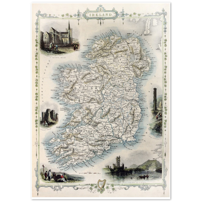 Alte Karte von Irland Vintage Antikdruck